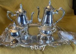 Elegance In Silver 4-pc Tea and Coffee Set withServing Tray! Awesome