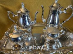 Elegance In Silver 4-pc Tea and Coffee Set withServing Tray! Awesome