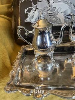 Elegance In Silver 4-pc Tea and Coffee Set withServing Tray! Awesome