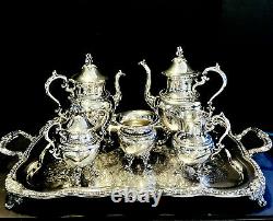 Elegant 1930s Goldfeder Silver on Copper 6 Piece Tea & Coffee Service