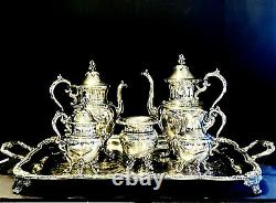 Elegant 1930s Goldfeder Silver on Copper 6 Piece Tea & Coffee Service