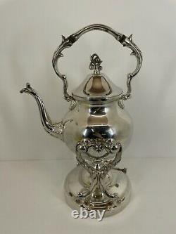 Elegant Vintage Silver on Copper Coffee / Tea Kettle Stand Hallmarks With Warmer