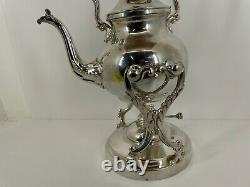 Elegant Vintage Silver on Copper Coffee / Tea Kettle Stand Hallmarks With Warmer