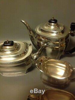 Elkington English Silver Plate Art Deco Tea & Coffee Set 4 Pc Sheffield Teapot