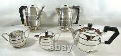 English Art Deco Silver Plate Teaset Sold by Kirby and Beard & Co, Paris, France