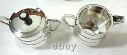 English Art Deco Silver Plate Teaset Sold by Kirby and Beard & Co, Paris, France