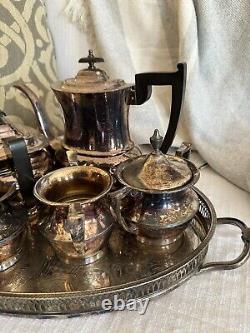 English Cutlers Viners 9 Piece Tea Set Silver Plate Circa 1900-1940