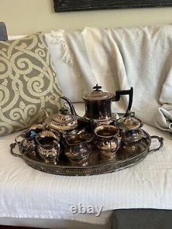 English Cutlers Viners 9 Piece Tea Set Silver Plate Circa 1900-1940