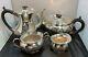 English Silver Plate 4 Pc William Hutton Tea Pot/coffee Pot/cream & Sugar
