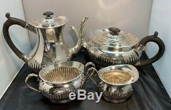 English SILVER PLATE 4 pc WILLIAM HUTTON Tea Pot/Coffee Pot/Cream & Sugar