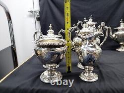 English Silverplated tea set 1877 / 6 Pieces Oversized / Sheffield Silver 5224