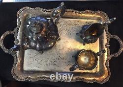 Estate Rare Reed and Barton 1795 Winthrop 4 pc Tea Set Silver Plate Circa 1950's