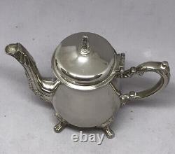 Exceptional Antique 4 piece Silver Plate Coffee Tea Set withStag Head Feet Heavy
