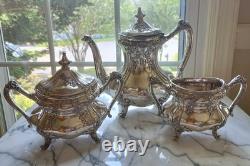 Exquisit Reed & Barton Victorian Coffee & Tea Service Set with FB Rogers Tray READ