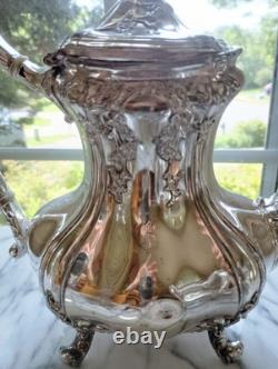 Exquisit Reed & Barton Victorian Coffee & Tea Service Set with FB Rogers Tray READ