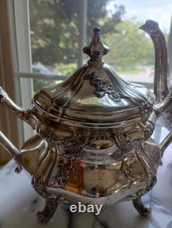 Exquisit Reed & Barton Victorian Coffee & Tea Service Set with FB Rogers Tray READ