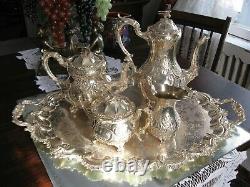 Exquisite Antique Bird Spout/3d Bird Finial 5pcs Silver Plate Tea Set