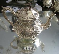 Exquisite Antique Bird Spout/3d Bird Finial 5pcs Silver Plate Tea Set