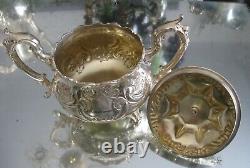 Exquisite Antique Bird Spout/3d Bird Finial 5pcs Silver Plate Tea Set