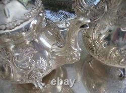 Exquisite Antique Bird Spout/3d Bird Finial 5pcs Silver Plate Tea Set