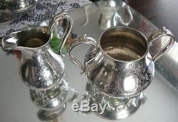 Exquisite Antique Quality James Dixon Silver Plate 4 Piece Coffee Tea Set