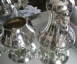 Exquisite Antique Quality James Dixon Silver Plate 4 Piece Coffee Tea Set