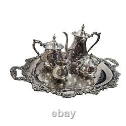 Exquisite Vintage Poole Silver-Plated Tea & Coffee Set With Ornate Tray