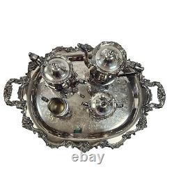 Exquisite Vintage Poole Silver-Plated Tea & Coffee Set With Ornate Tray