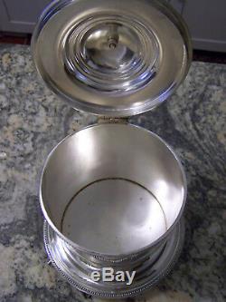 FANCY CLAW AND BALL FOOTED ENGLISH SILVER LARGE TEA CADDY or BISCUIT COOKIE JAR