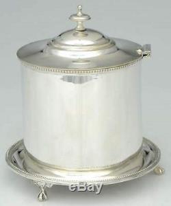 FANCY CLAW AND BALL FOOTED ENGLISH SILVER LARGE TEA CADDY or BISCUIT COOKIE JAR