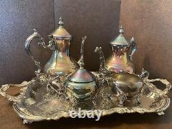 FB ROGERS silver plated tea set with tray