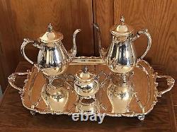 FB Rogers Silver Plate Co 4 Piece Coffee & Tea Set with Sugar & Large 25 Tray