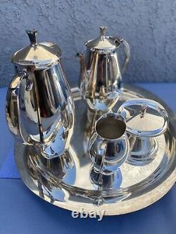 FB Rogers Silver Plate Co 5 Piece Coffee & Tea Set with Large 18 Footed Tray