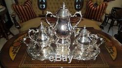 FB Rogers Silverplate Set 7pc Tea Coffee Pot Service 28.5 Tray Samovar POLISHED