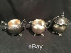FB Rogers Silverplate Tea Coffee Pot Service Set Tray Sugar Creamer Samovar 1883