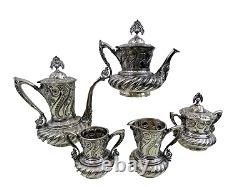 FINE LARGE ANTIQUE SILVER PLATED TEA / COFFEE SET Meriden Company not sterling