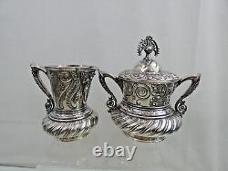 FINE LARGE ANTIQUE SILVER PLATED TEA / COFFEE SET Meriden Company not sterling