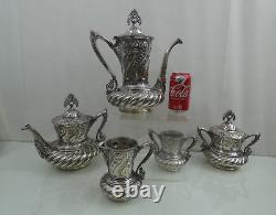 FINE LARGE ANTIQUE SILVER PLATED TEA / COFFEE SET Meriden Company not sterling