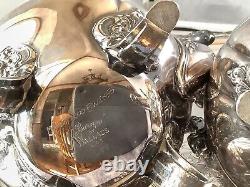 FREE SHIP Wallace Baroque Silverplate Coffee Tea Cream Sugar Tray Serving Set
