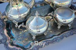 F. B. Rogers Co. 1883 Silver Plated 5 Piece Coffee & Tea Service Set Silverplate