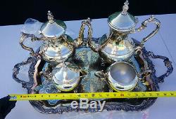 F. B. Rogers Co. 1883 Silver Plated 5 Piece Coffee & Tea Service Set Silverplate