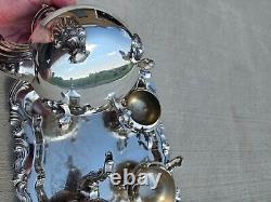 F. B. Rogers Lady Margaret 5 Piece Silver Tea Coffee Set With Tray Antique