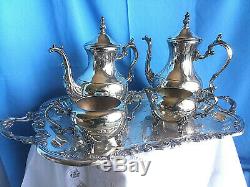 F. B. Rogers Victorian Style Silverplate Tea & Coffee Service Set & Serving Tray