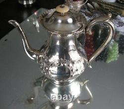 Fabulous Antique Repoussee Bone Finial Silver Plate Tea/ Coffee Pot