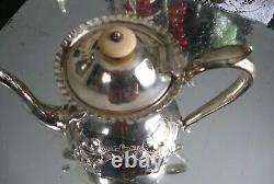 Fabulous Antique Repoussee Bone Finial Silver Plate Tea/ Coffee Pot