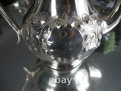 Fabulous Antique Repoussee Bone Finial Silver Plate Tea/ Coffee Pot