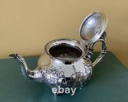 Fabulous Art Nouveau Hand Chased Silver Plated Tea Set JOHN TURTON & Sons C1900