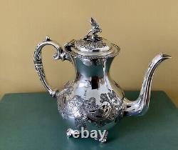 Fabulous Art Nouveau Hand Chased Silver Plated Tea Set JOHN TURTON & Sons C1900