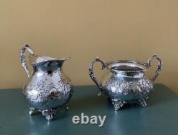 Fabulous Art Nouveau Hand Chased Silver Plated Tea Set JOHN TURTON & Sons C1900