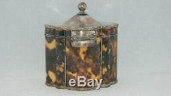 Faux Tortoiseshell And Silver Plate Tea Caddy